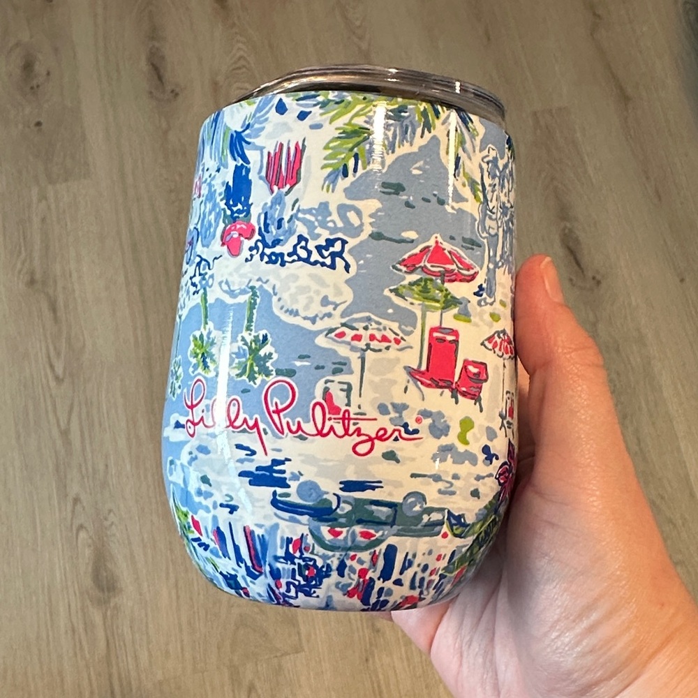 Lilly Pulitzer Blue and Pink Wine Tumbler